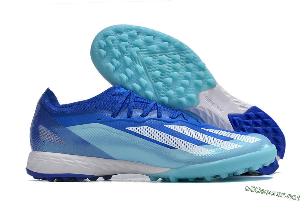 Men's Adidas X Crazyfast.1 TF Football Shoes - Blue/Silver/White 2