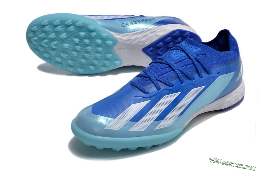 Men's Adidas X Crazyfast.1 TF Football Shoes - Blue/Silver/White 3
