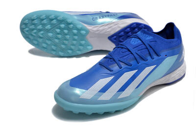 Men's Adidas X Crazyfast.1 TF Football Shoes - Blue/Silver/White