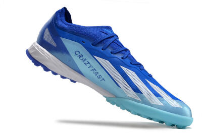 Men's Adidas X Crazyfast.1 TF Football Shoes - Blue/Silver/White