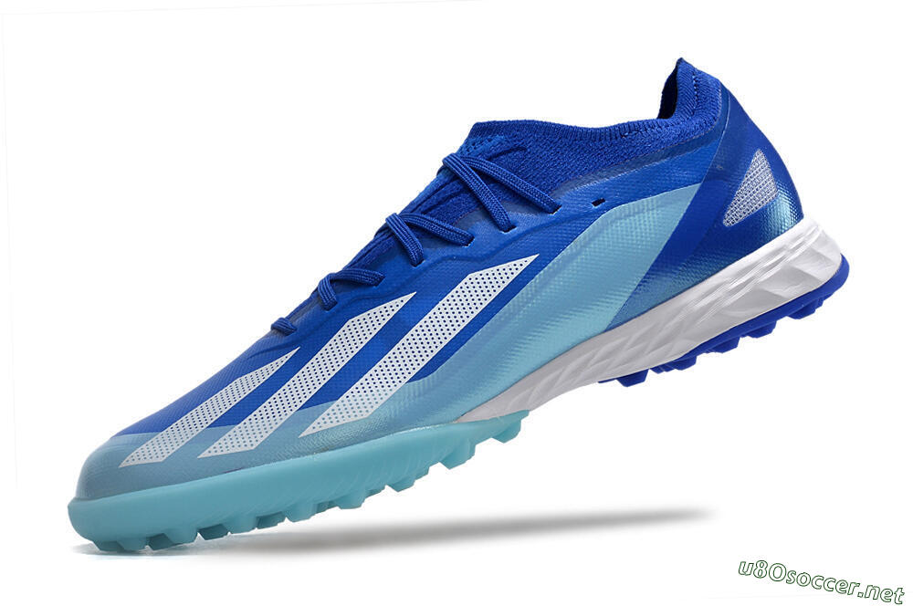 Men's Adidas X Crazyfast.1 TF Football Shoes - Blue/Silver/White 5