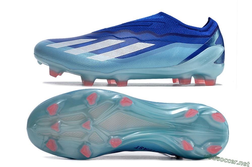Men's Adidas X Crazyfast.1 Laceless FG Football Boots - Blue/White/Jade 1