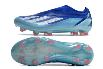 Men's Adidas X Crazyfast.1 Laceless FG Football Boots - Blue/White/Jade
