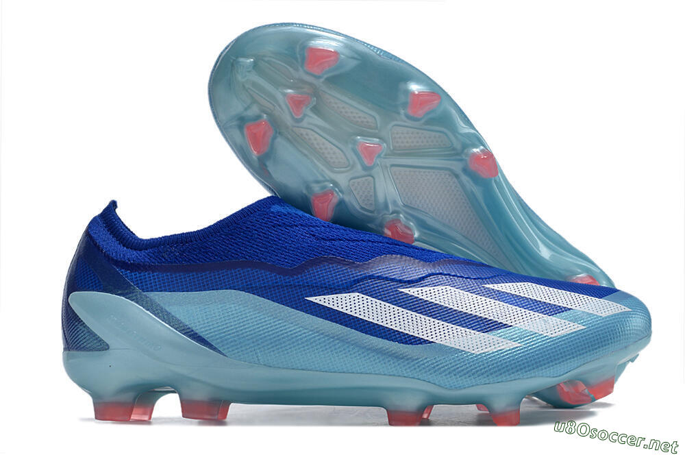Men's Adidas X Crazyfast.1 Laceless FG Football Boots - Blue/White/Jade 2