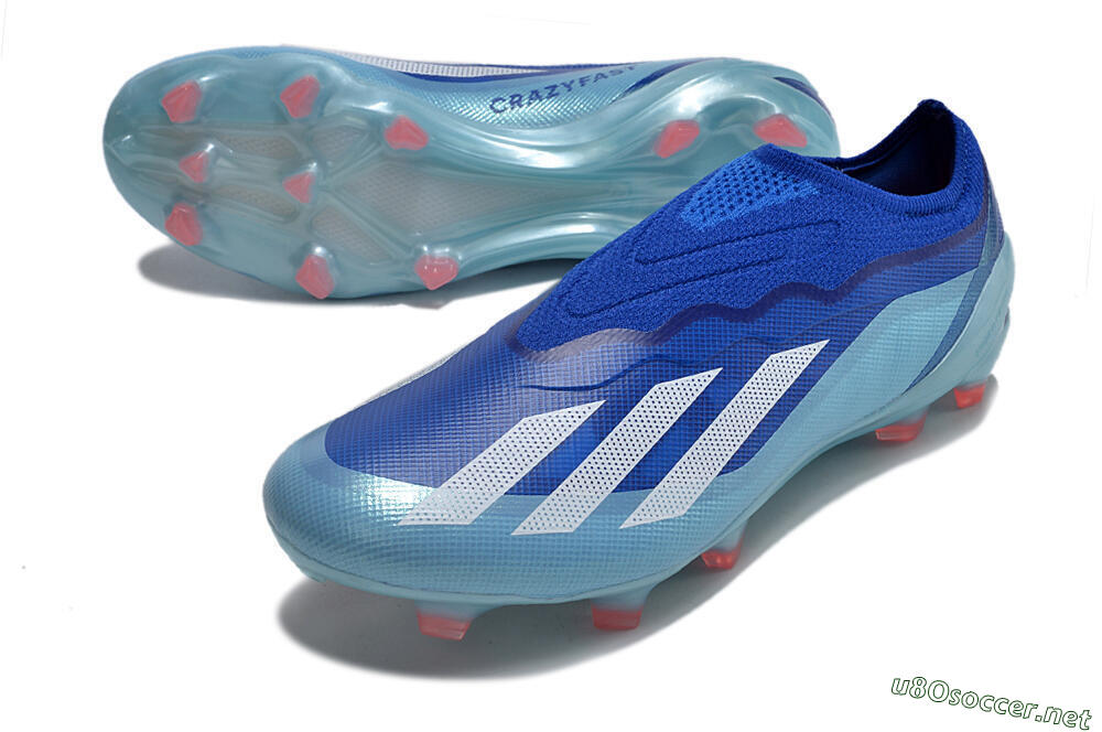 Men's Adidas X Crazyfast.1 Laceless FG Football Boots - Blue/White/Jade 3