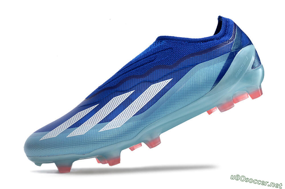 Men's Adidas X Crazyfast.1 Laceless FG Football Boots - Blue/White/Jade 5