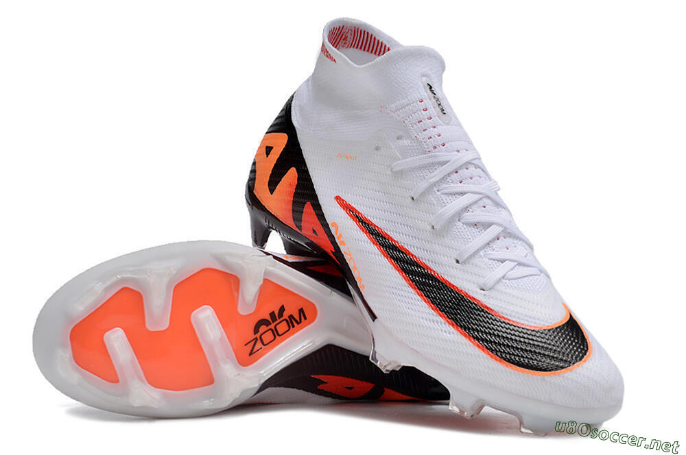 Unisex Nike Air Zoom Mercurial Superfly 9 Elite FG Football Boots - White/Orange/Black 3