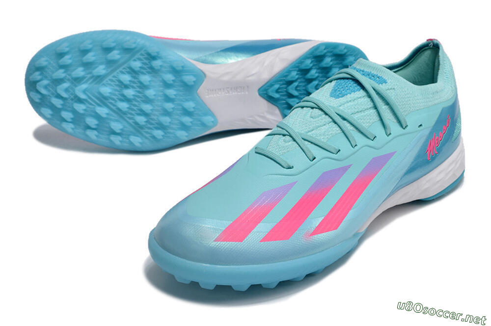Men's Adidas X Crazyfast.1 TF Football Shoes - Jade/Pink/Purple 3
