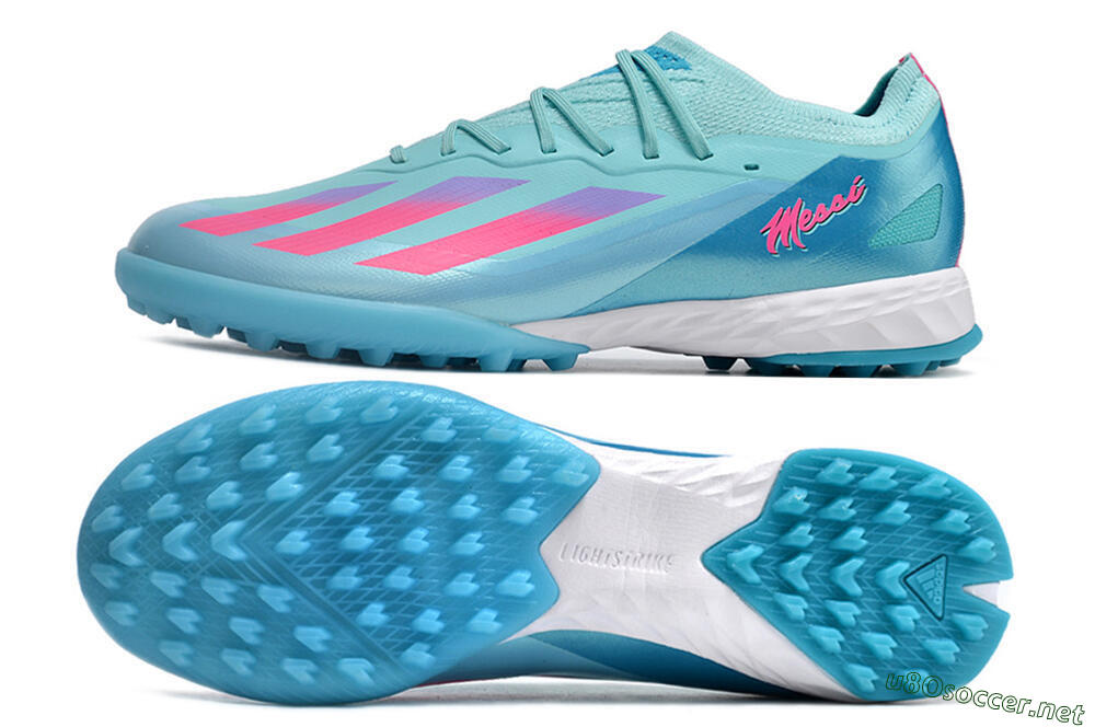 Men's Adidas X Crazyfast.1 TF Football Shoes - Jade/Pink/Purple 1