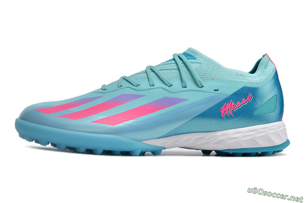 Men's Adidas X Crazyfast.1 TF Football Shoes - Jade/Pink/Purple 0
