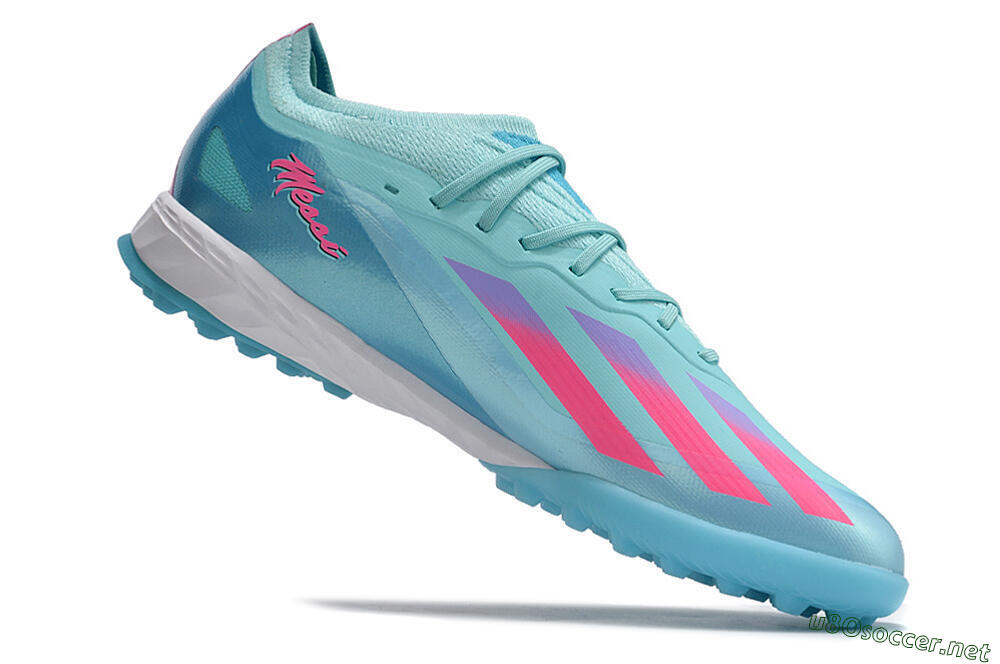 Men's Adidas X Crazyfast.1 TF Football Shoes - Jade/Pink/Purple 5