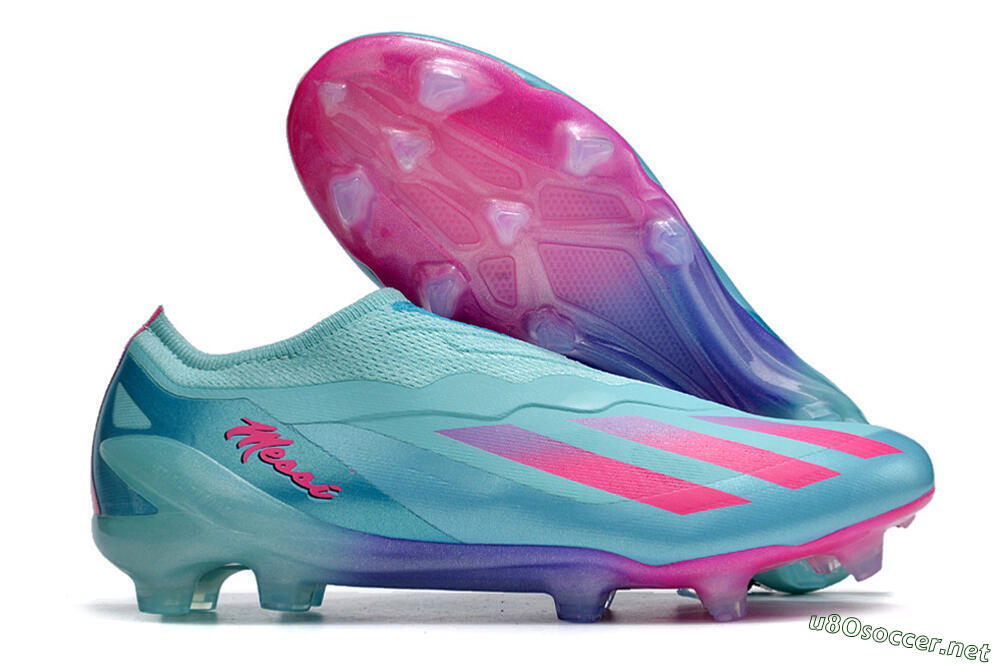 Men's Adidas X Crazyfast+ FG Football Boots - Flash Aqua/Lucid Pink/Lucid Cyan 2
