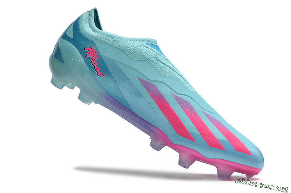 Men's Adidas X Crazyfast+ FG Football Boots - Flash Aqua/Lucid Pink/Lucid Cyan 4