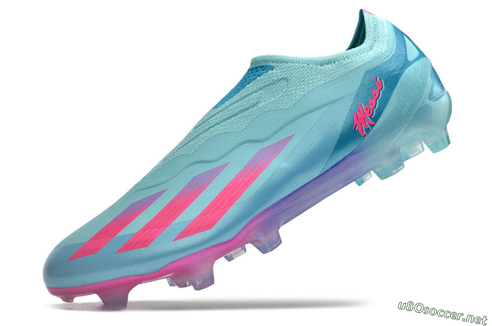Men's Adidas X Crazyfast+ FG Football Boots - Flash Aqua/Lucid Pink/Lucid Cyan 5