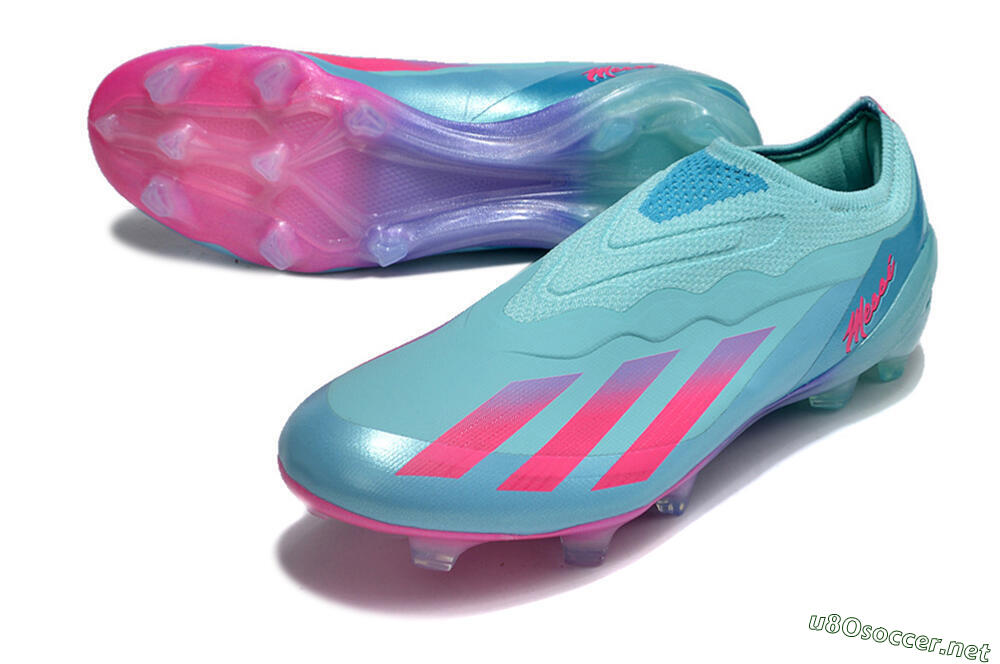 Men's Adidas X Crazyfast+ FG Football Boots - Flash Aqua/Lucid Pink/Lucid Cyan 3