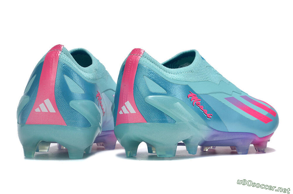Men's Adidas X Crazyfast+ FG Football Boots - Flash Aqua/Lucid Pink/Lucid Cyan 6