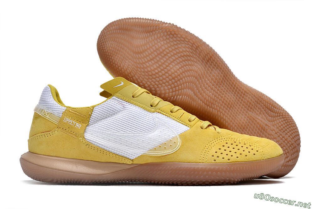 Men's Nike Street Gato IC Football Shoes - White/Yellow/Brown 2