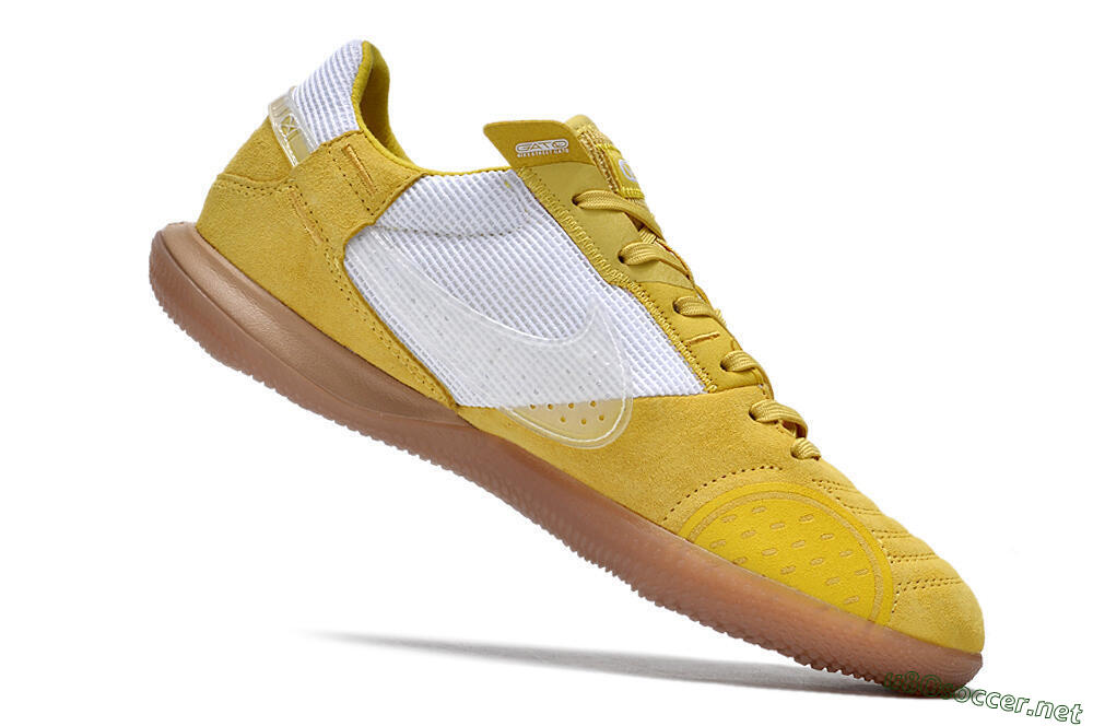 Men's Nike Street Gato IC Football Shoes - White/Yellow/Brown 5