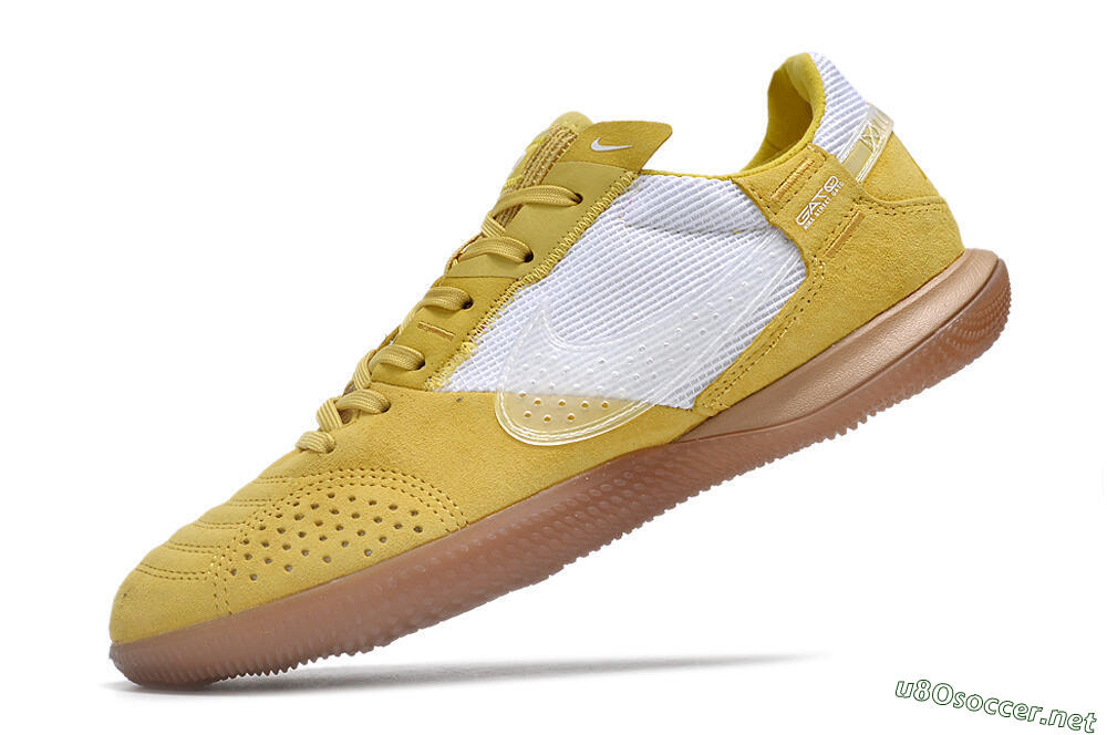 Men's Nike Street Gato IC Football Shoes - White/Yellow/Brown 6