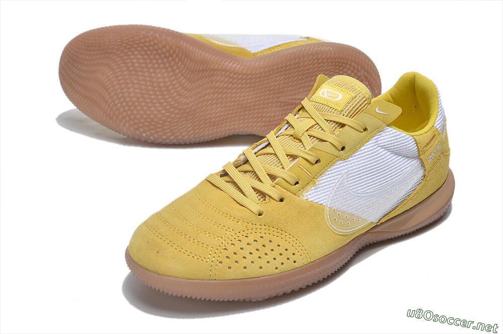 Men's Nike Street Gato IC Football Shoes - White/Yellow/Brown 3
