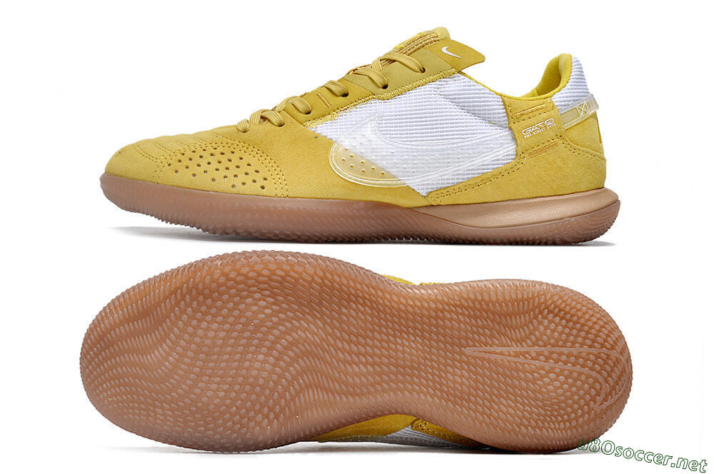 Men's Nike Street Gato IC Football Shoes - White/Yellow/Brown 1