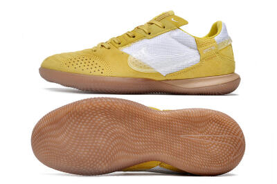 Men's Nike Street Gato IC Football Shoes - White/Yellow/Brown