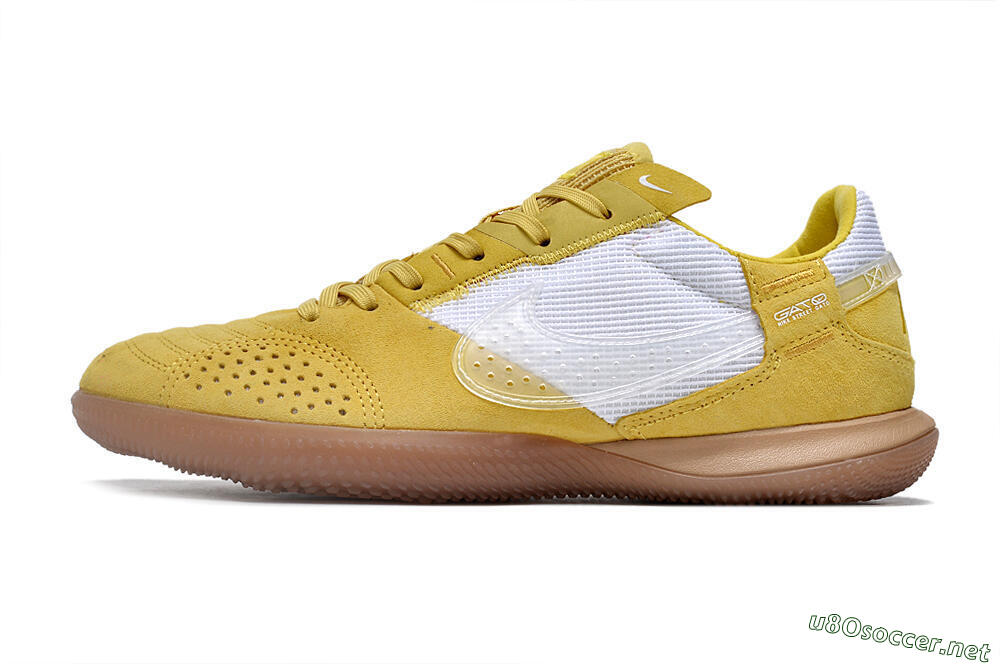 Men's Nike Street Gato IC Football Shoes - White/Yellow/Brown 0