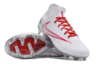 Unisex Nike Air Zoom Mercurial Superfly 9 Elite FG Football Boots - White/Red/Silver
