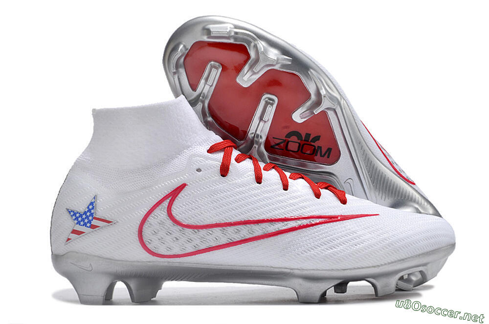 Unisex Nike Air Zoom Mercurial Superfly 9 Elite FG Football Boots - White/Red/Silver 2