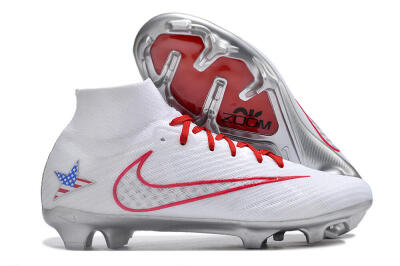 Unisex Nike Air Zoom Mercurial Superfly 9 Elite FG Football Boots - White/Red/Silver