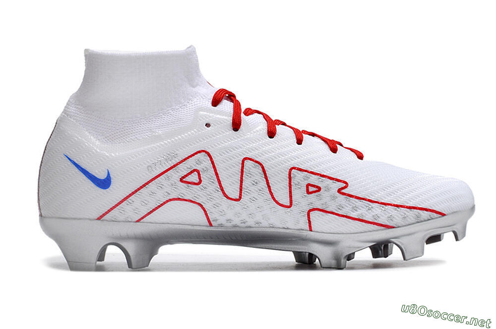 Unisex Nike Air Zoom Mercurial Superfly 9 Elite FG Football Boots - White/Red/Silver 5