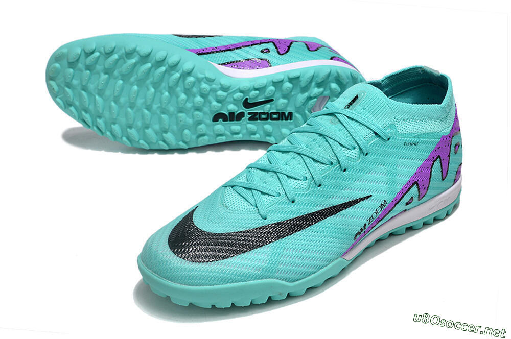 Unisex Nike Air Zoom Mercurial Vapor 15 Elite TF Football Shoes - Turquoise/Black/White/Purple 3