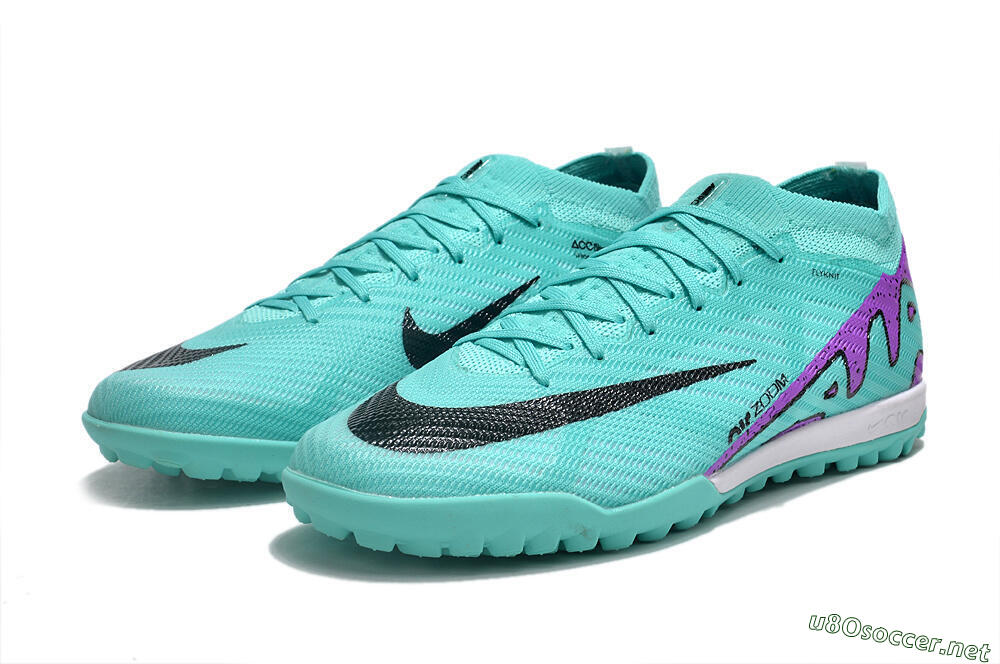 Unisex Nike Air Zoom Mercurial Vapor 15 Elite TF Football Shoes - Turquoise/Black/White/Purple 5