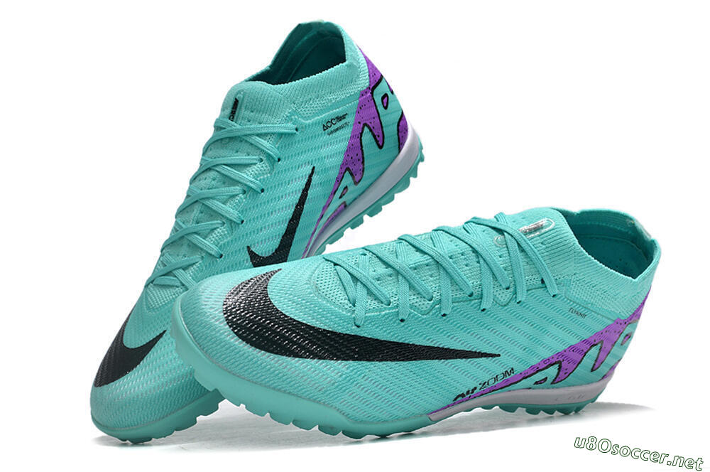 Unisex Nike Air Zoom Mercurial Vapor 15 Elite TF Football Shoes - Turquoise/Black/White/Purple 6