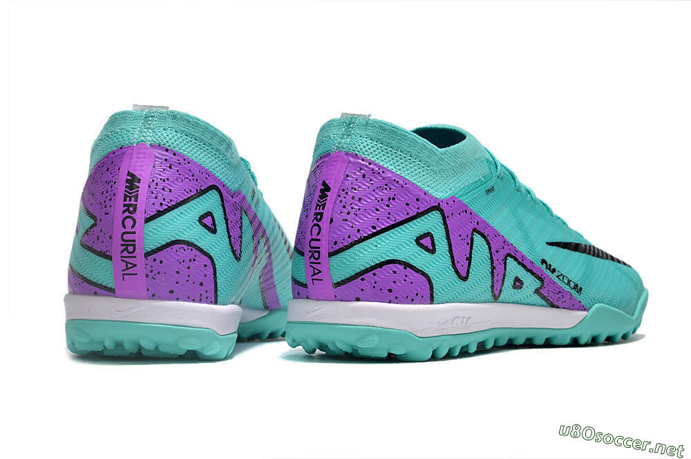 Unisex Nike Air Zoom Mercurial Vapor 15 Elite TF Football Shoes - Turquoise/Black/White/Purple 9