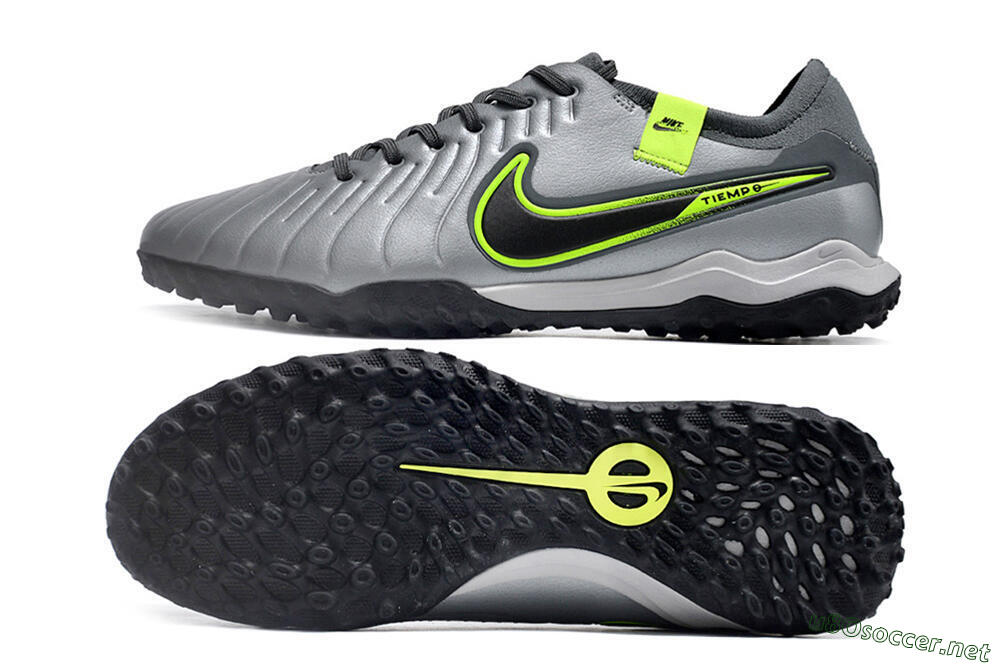Men's Nike Tiempo Legend X Pro TF Football Shoes - Silver/Black/Yellow 1