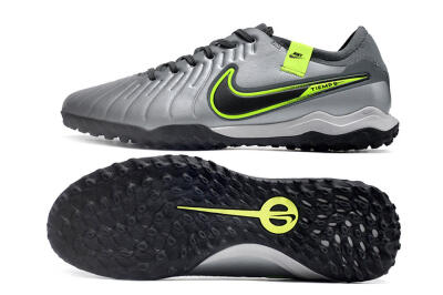 Men's Nike Tiempo Legend X Pro TF Football Shoes - Silver/Black/Yellow