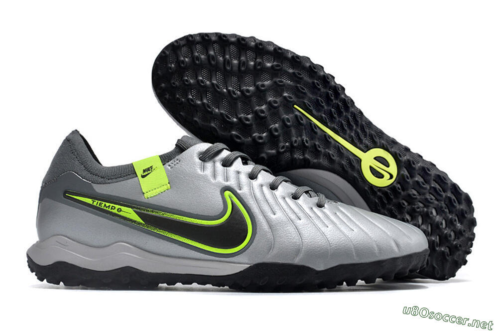 Men's Nike Tiempo Legend X Pro TF Football Shoes - Silver/Black/Yellow 2