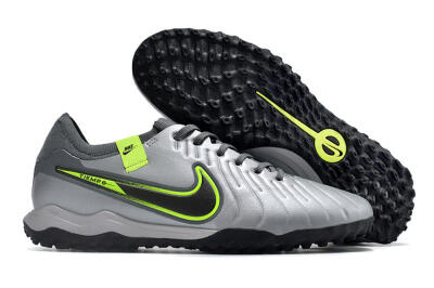 Men's Nike Tiempo Legend X Pro TF Football Shoes - Silver/Black/Yellow