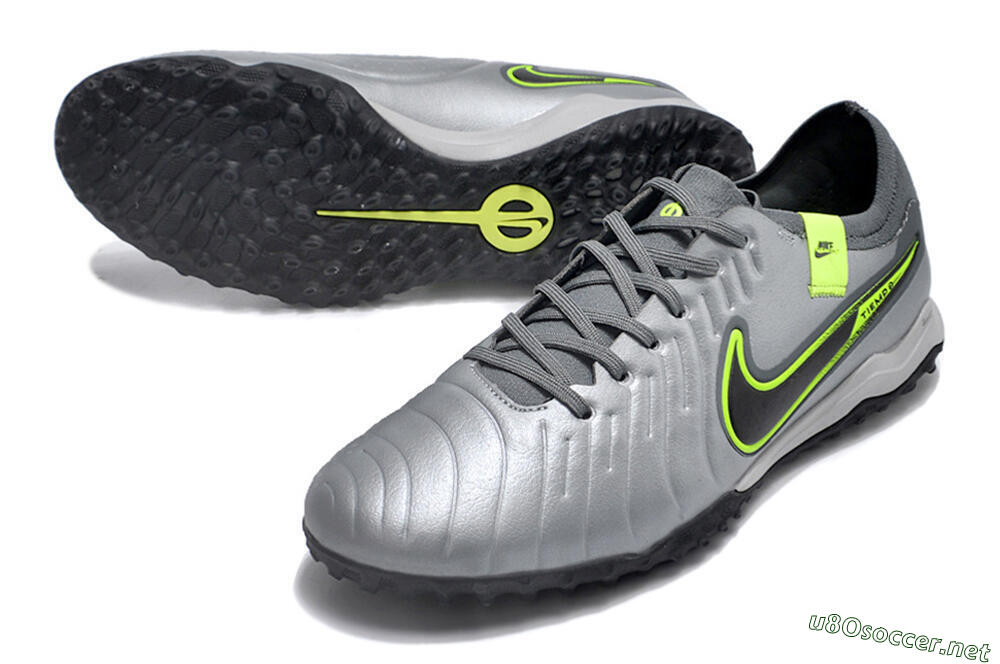 Men's Nike Tiempo Legend X Pro TF Football Shoes - Silver/Black/Yellow 3
