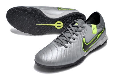 Men's Nike Tiempo Legend X Pro TF Football Shoes - Silver/Black/Yellow