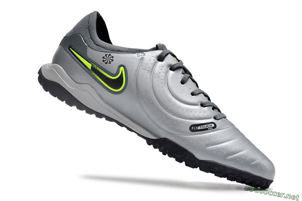 Men's Nike Tiempo Legend X Pro TF Football Shoes - Silver/Black/Yellow 4