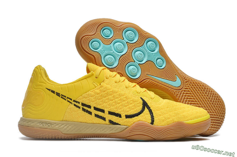 Men's Nike React Gato IC Football Shoes - Yellow/Black/Brown 2