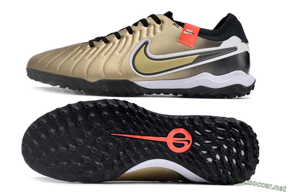 Men's Nike Tiempo Legend 10 TF Football Shoes - Gold/White/Black 1