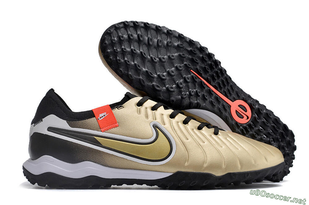 Men's Nike Tiempo Legend 10 TF Football Shoes - Gold/White/Black 2