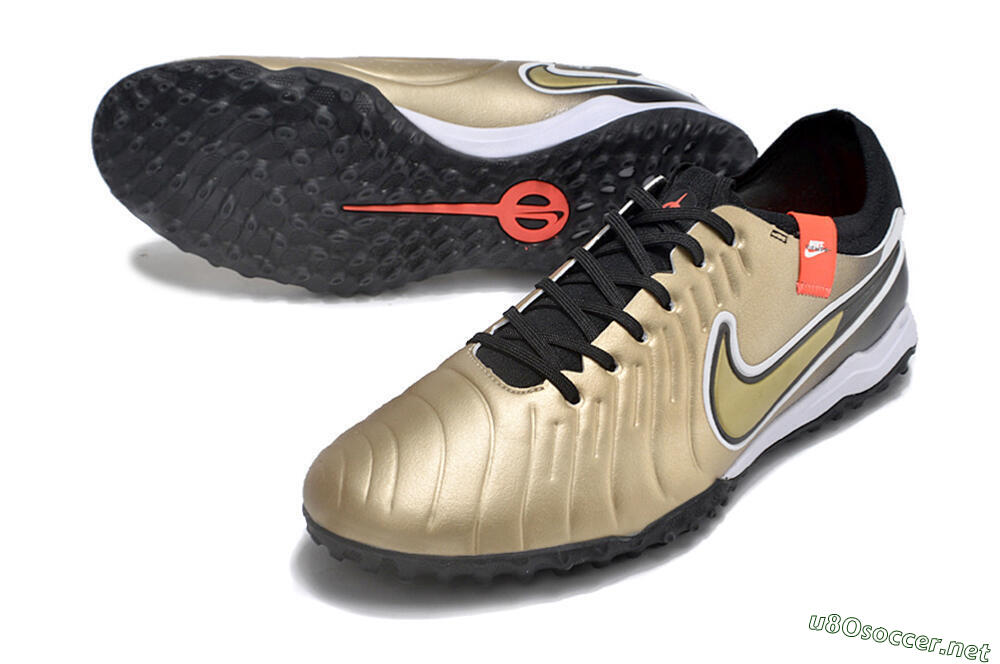 Men's Nike Tiempo Legend 10 TF Football Shoes - Gold/White/Black 3