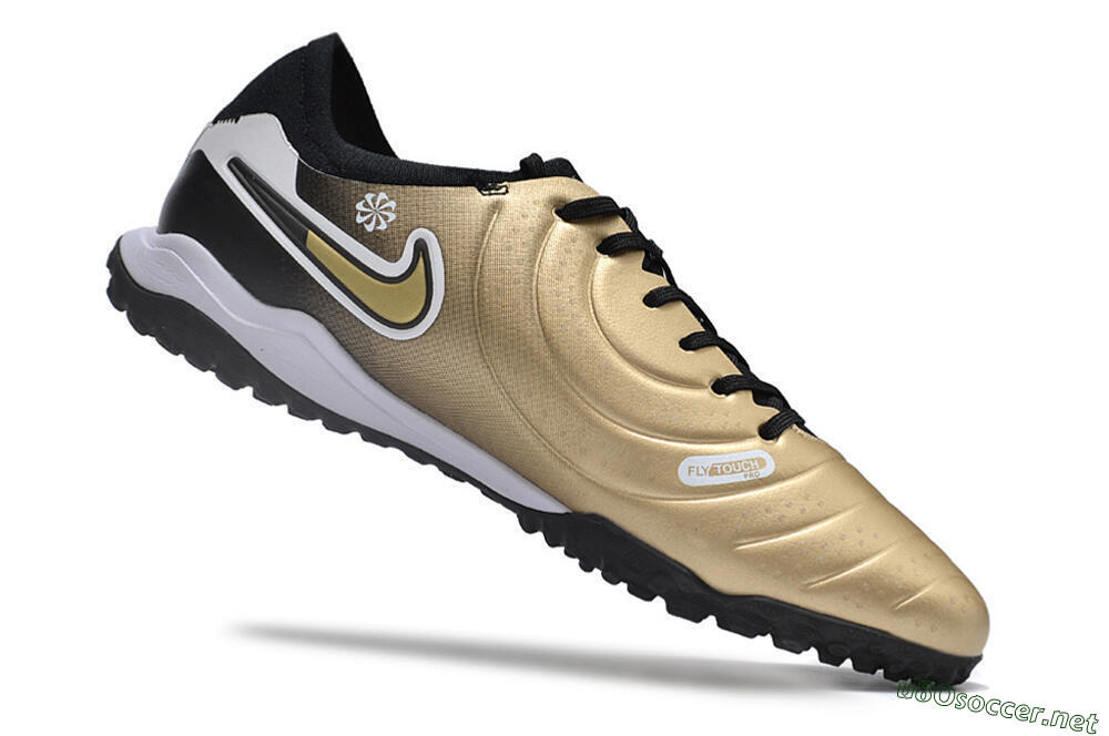 Men's Nike Tiempo Legend 10 TF Football Shoes - Gold/White/Black 4