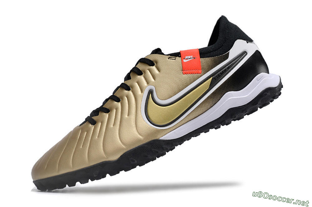 Men's Nike Tiempo Legend 10 TF Football Shoes - Gold/White/Black 5