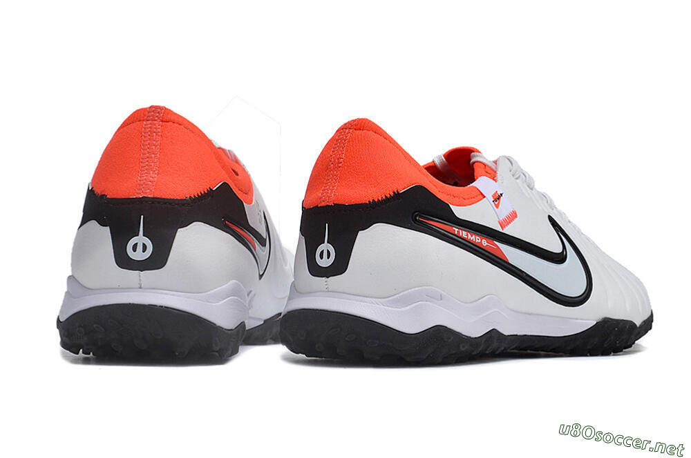 Men's NikeTiempo Legend 10 TF Football Shoes - White/Black/Orange 6