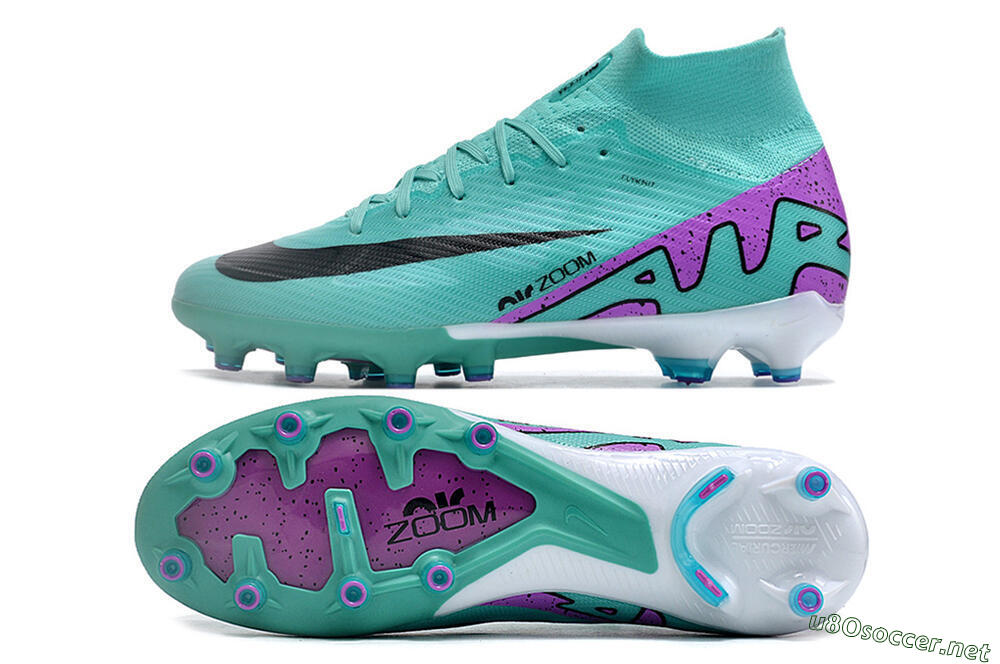 Unisex Nike Air Zoom Mercurial Superfly 9 Elite AG Football Boots - Jade/Purple/Black 1